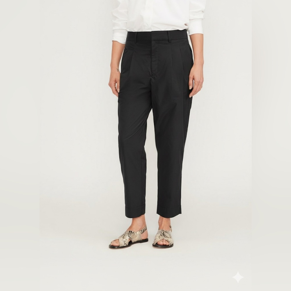 Everlane Poplin Pleated Taper Pant - Black (Size 4)